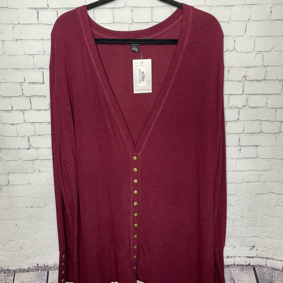 NWT BOUTIQUE BERRY BURGUNDY Snap Cardigan Plus ONLY PURPLE 3XL Plus Size - Picture 2 of 12